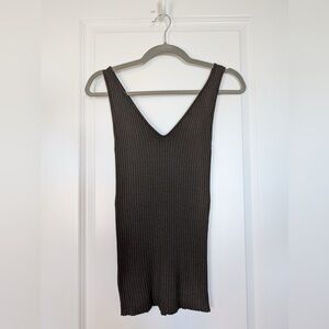 Enza Costa Women’s Military Rib U Neck Tank Olive Size Large